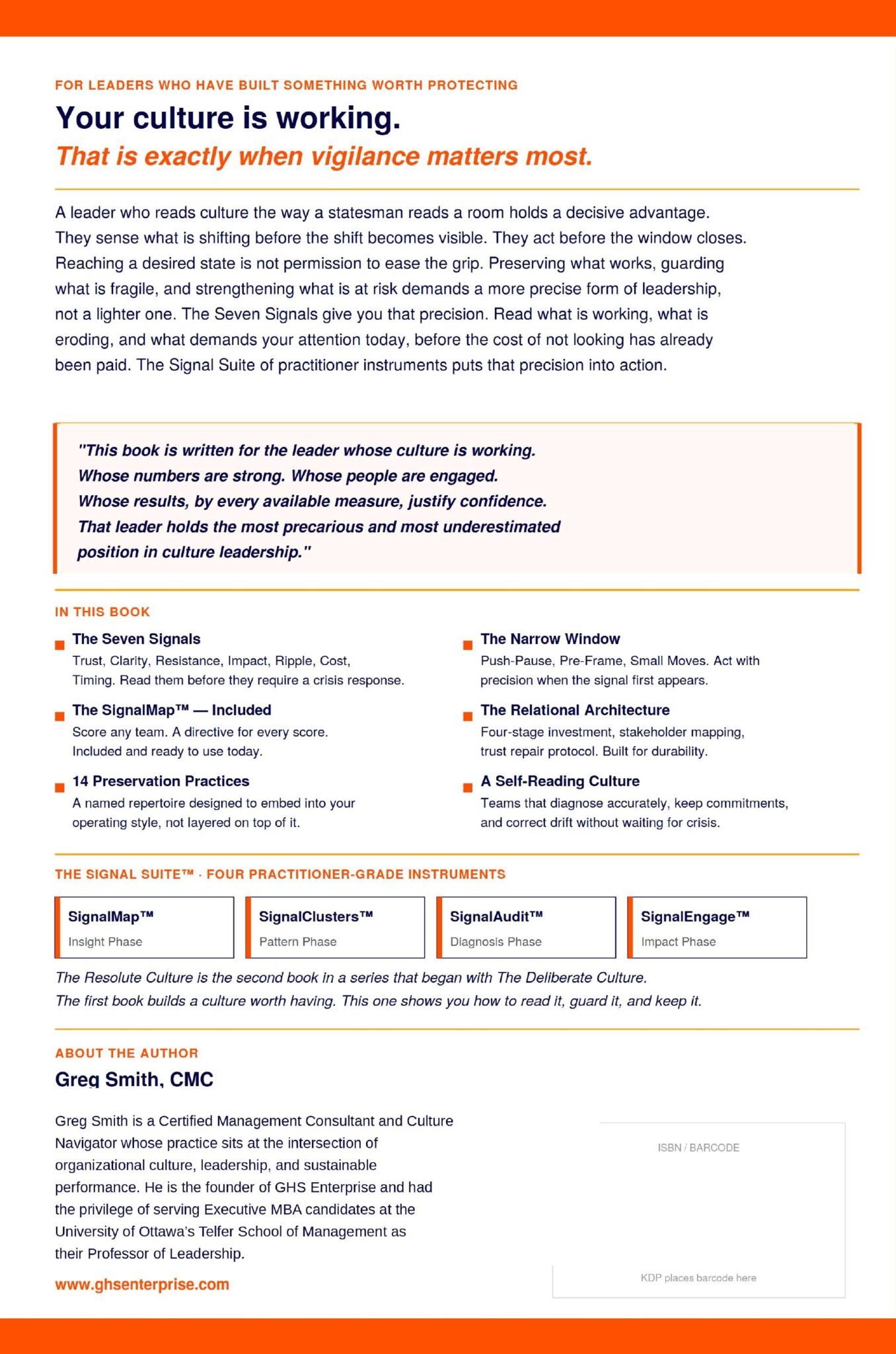 Back cover – The Resolute Culture